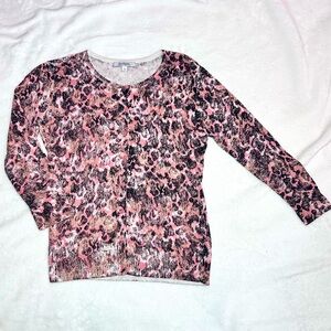 Paradigm Pink and Black Animal Leopard Print Button-Up Sweater Cardigan - Size M